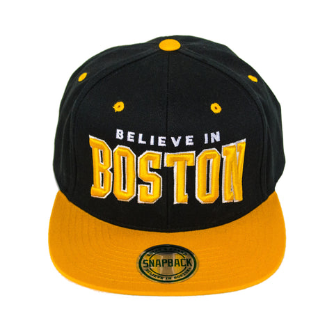 Believe in Boston - Black & Gold Snapback Hat